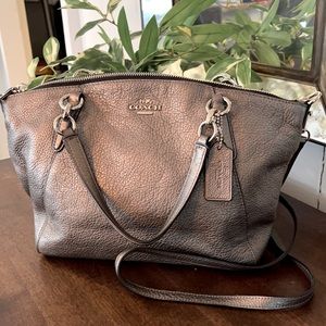 Coach metallic leather crossbody purse.